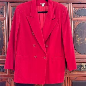 Vintage Women's Red Double-Breasted Blazer